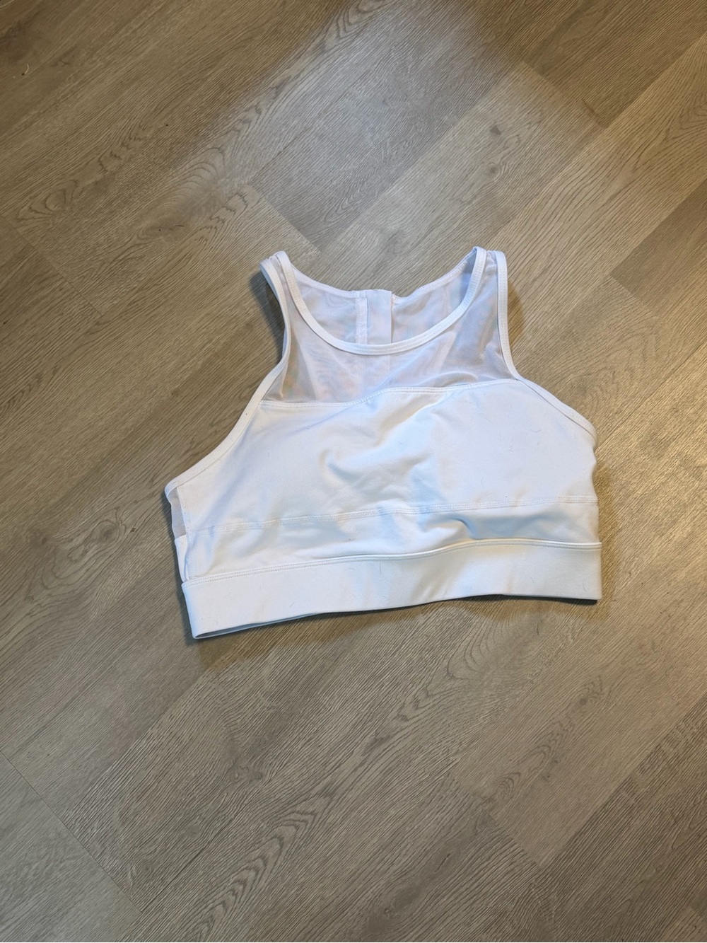 ZYIA White Mesh High-Neck Crop Sports Bra